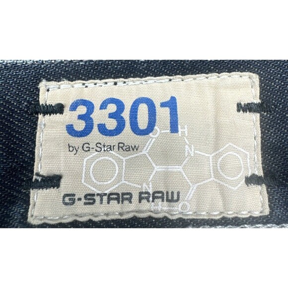 G-STAR RAW 3301 Men’s BLACK/GRAY Slightly Distressed Straight Leg Jeans 36 X 34 - Picture 12 of 15